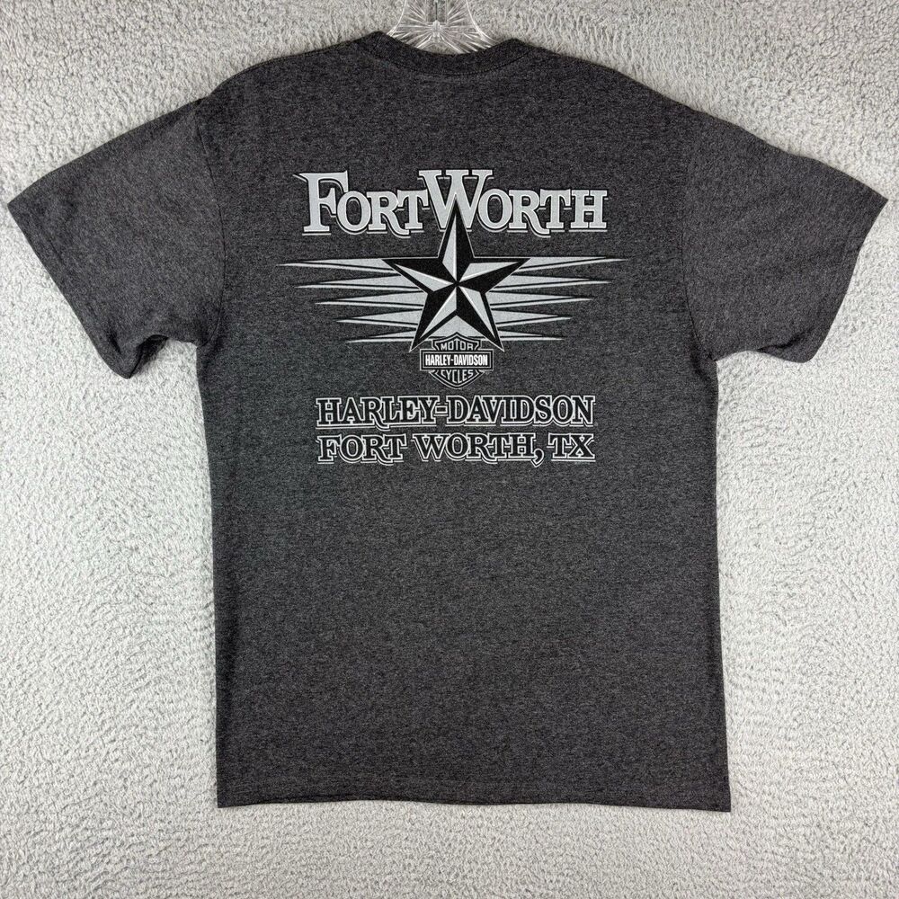 Harley-Davidson T-Shirt Men’s Medium Girl Skull Gray Fort Worth Texas - Picture 6 of 11